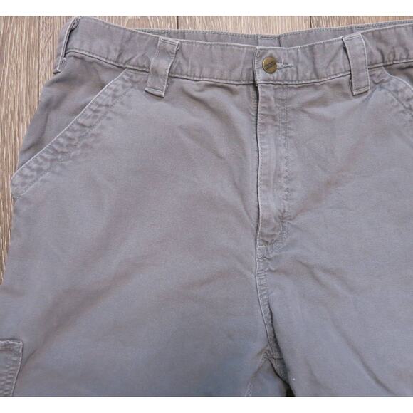 CARHARTT Cargo Work Casual Shorts Size 36 Men Original Fit Logo Cotton Gray - Picture 4 of 11